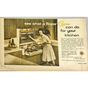 Roper 30-Inch Gas Range See What It Can Do for Your Kitchen" VTG Print Ad 1963
